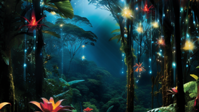 Glowing Forest With Magical Lights