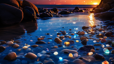 Calm Beach at Sunset With Soft Reflections