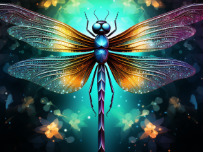 Glowing Dragonfly With Vibrant Wings