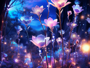 Delicate Flowers Glowing at Night